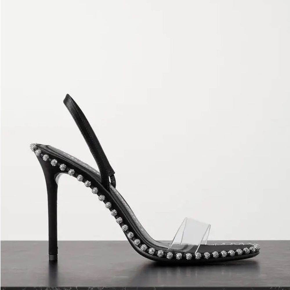 ALEXANDER WANG
Nova High Crystal-Embellished Satin And Pvo
Slingback Sandals